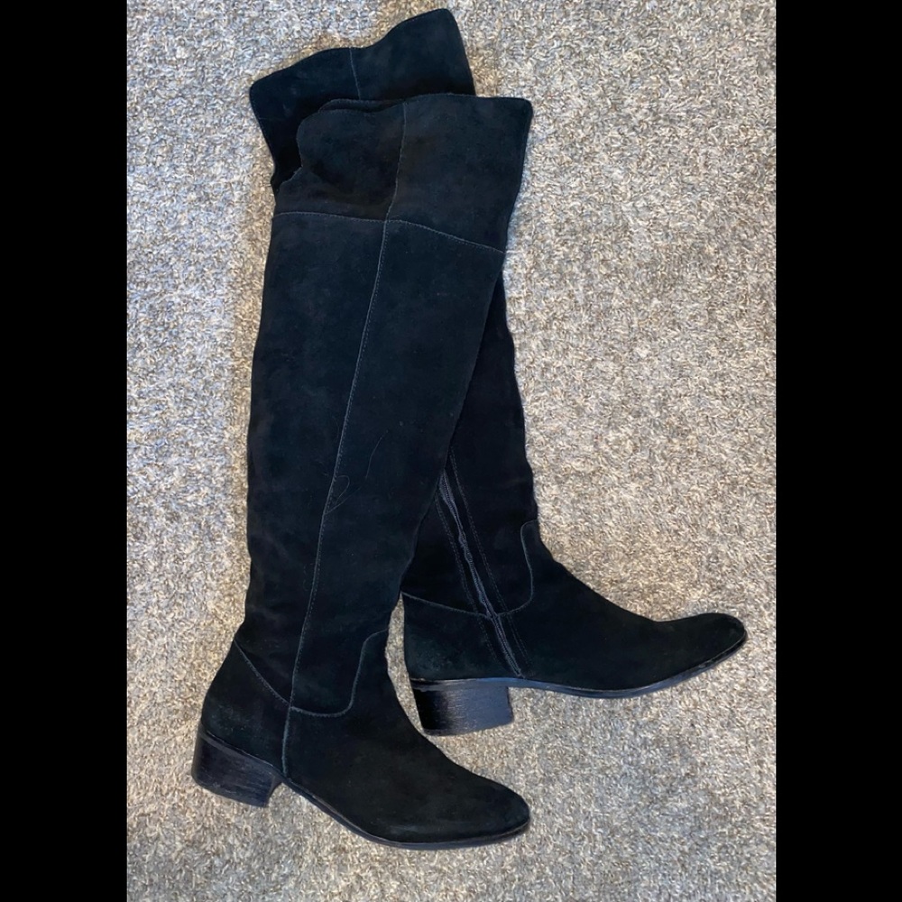 Black suede over the knee boots